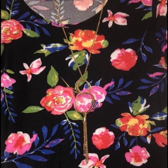 Bobbie Brooks Size M Womens Black Floral Maxi Dress + Necklace NEW NWT - Picture 3 of 4